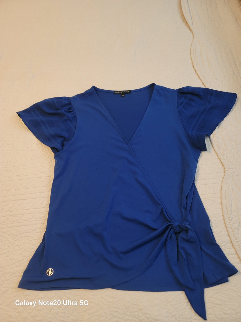 🩵 Adrienne Vittadini Royal Blue Wrap Top – Size L